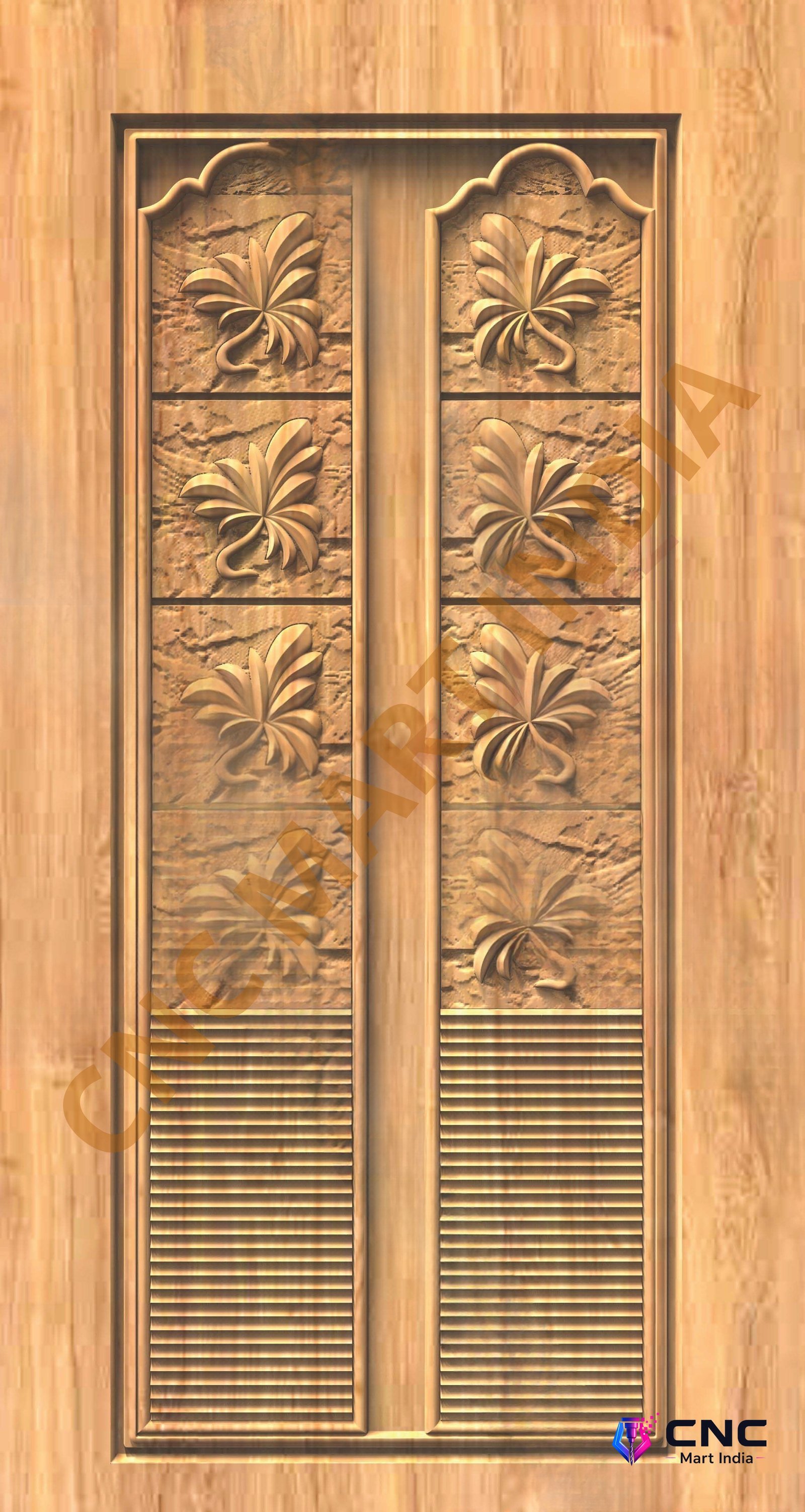 GSK EMBOSSING - EMD-19 Floral Relief Carved Dual-Panel Interior Door Design